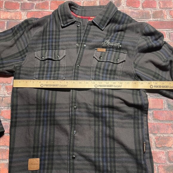 Indian Motorcycle Plaid Long Sleeve Flannel Shirt Size M Casual Grunge Biker - Picture 6 of 6